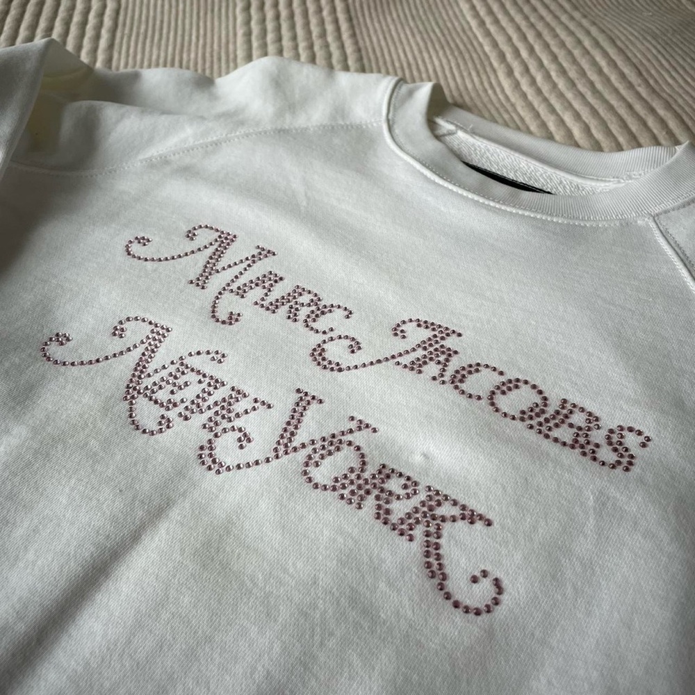 Marc Jacobs New York Pink Rhinestone “The Logo Sweatshirt”.